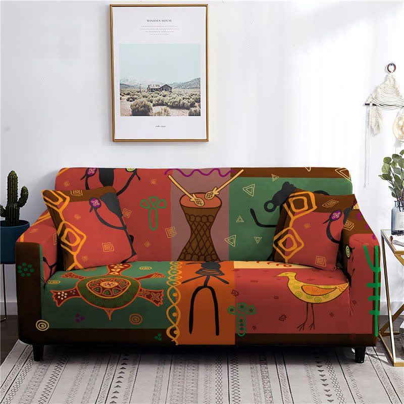 Ancient Party Loveseat Sofa Cover