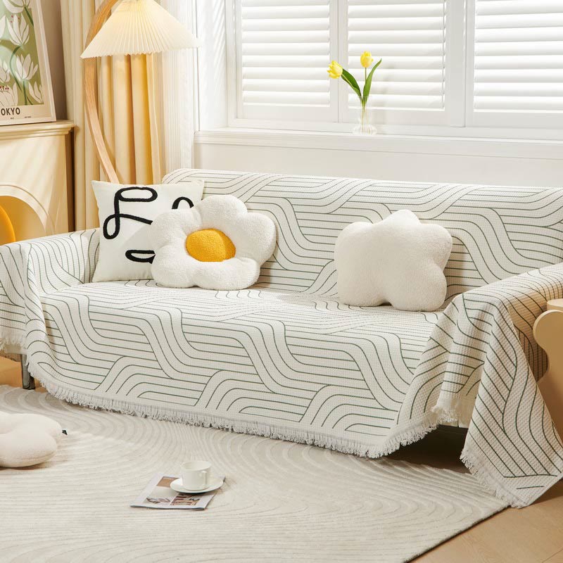 Simple Style Stripe Cotton Sofa Cover