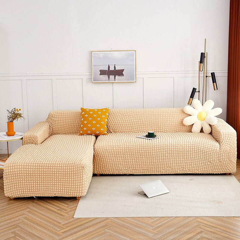 Pure Color Seersucker Stretchable Sofa Cover