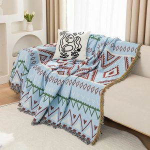 Abstract Pattern Cotton Tassel Sofa Protector