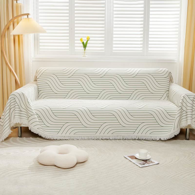 Simple Style Stripe Cotton Sofa Cover