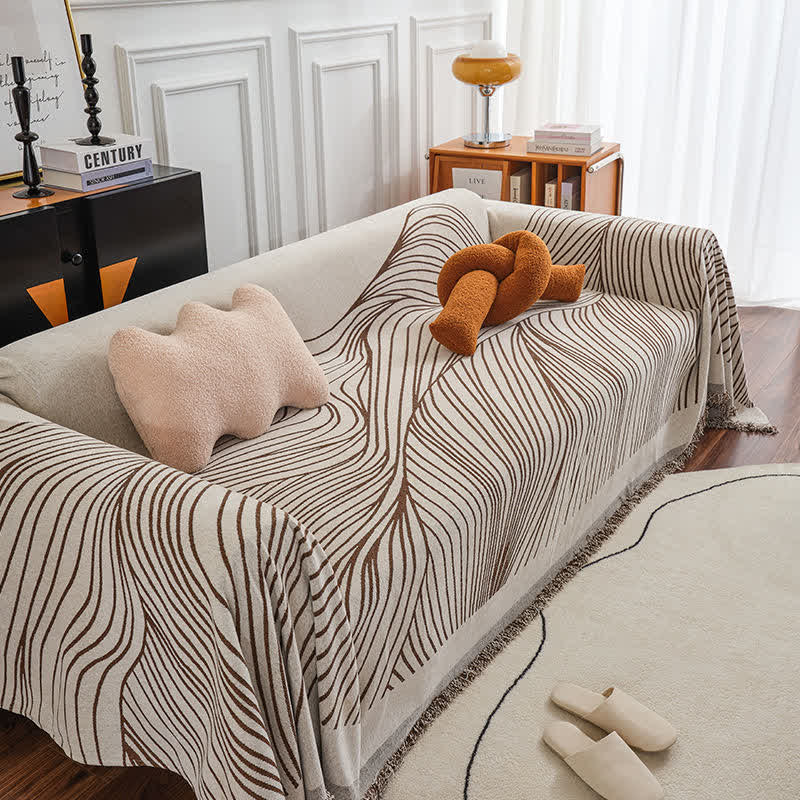 Chenille Abstract Stripe Sofa Protector