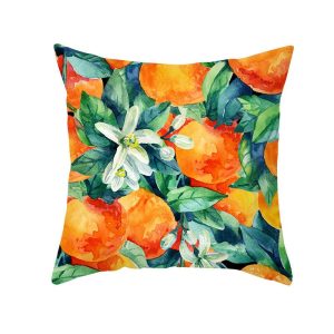 Summer Fruit Print Microfiber Throw Pillow Cover