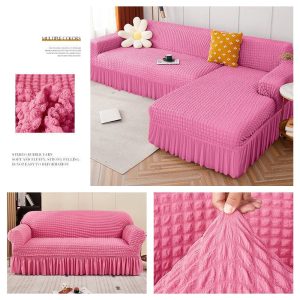 High Elastic L-shaped Sofa Cover with Skirt