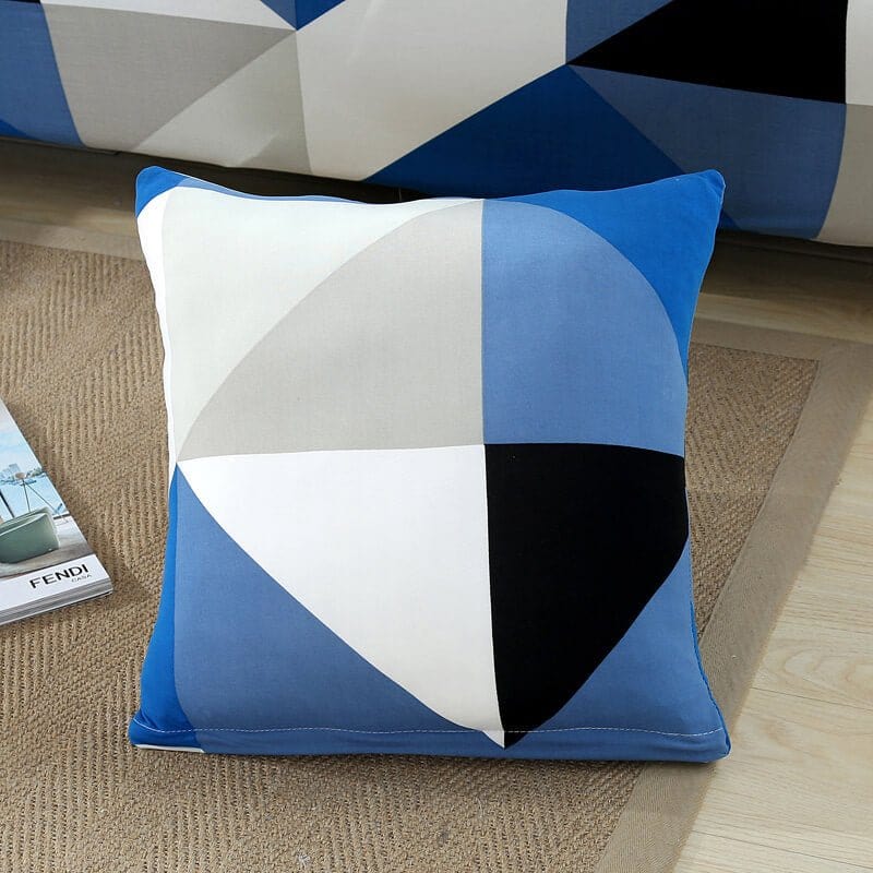 Blue Square Loveseat Sofa Cover