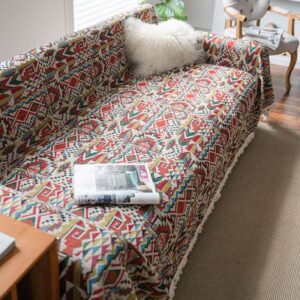 Multicolor Geometric Tassel Sofa Protector
