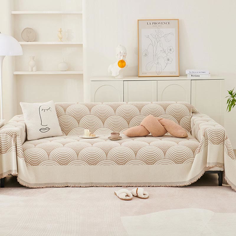 Simple Chenille Tassel Sofa Protector