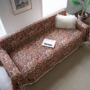 Bohemian Flower Print Tassel Sofa Protector