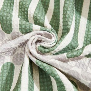 Simple Green Stripe Tassels Sofa Protector