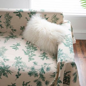 Pastoral Green Plant Ruffled Sofa Protector