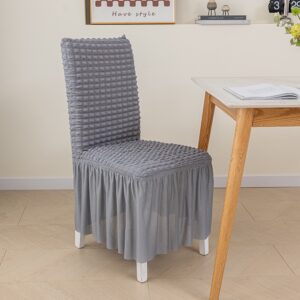 Seersucker Ruffled Dining Chair Cover