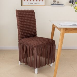 Seersucker Ruffled Dining Chair Cover