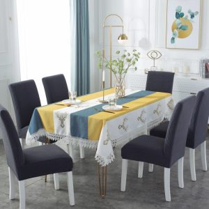 Cotton Linen Tablecloth Chair Cover Set