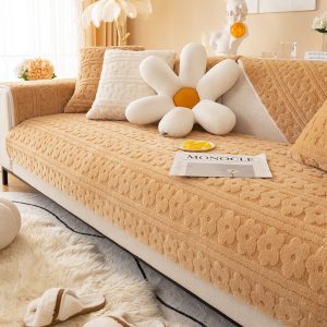 Three-dimensional Flower Pattern Soft Cotton Fleece Washable Couch Cover