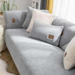 Thick Fuzzy Sherpa Fleece Non-Slip Couch Cover