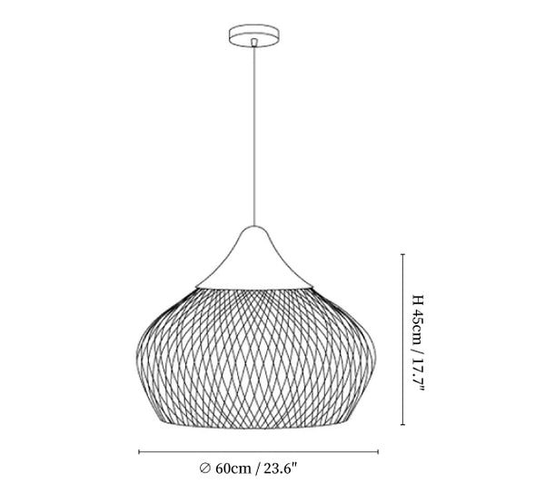 Model C dimensions of Braided Rattan Pendant Lamp