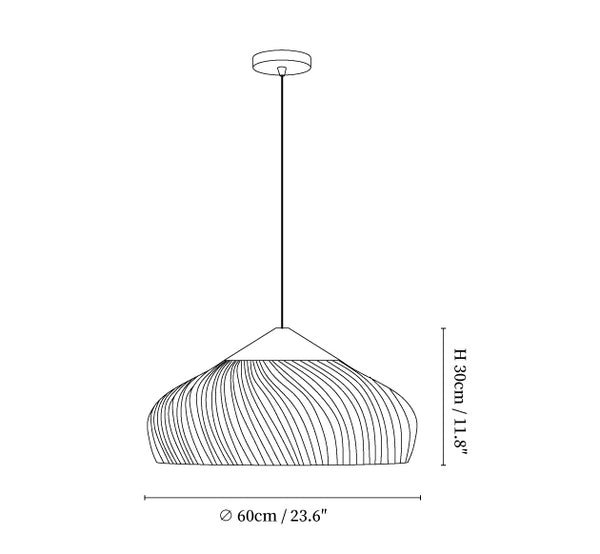 Model B dimensions of Braided Rattan Pendant Lamp
