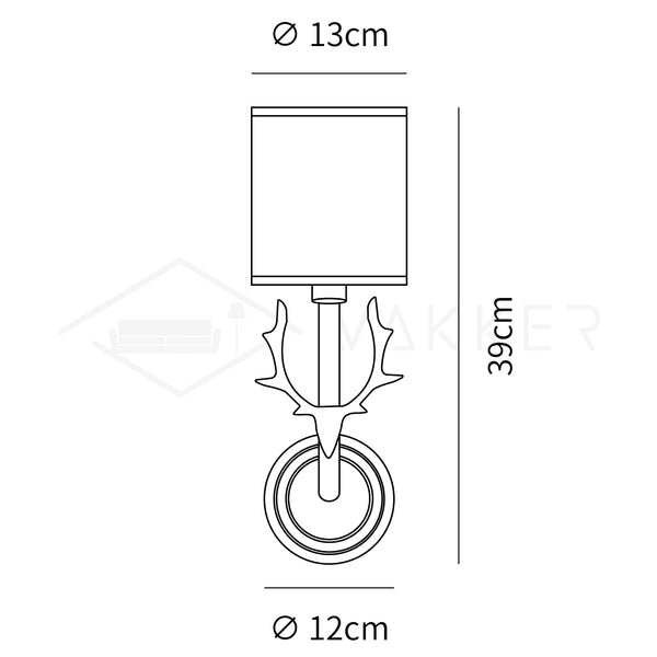 Brass Deer Head Wall Light, 13cm Diameter