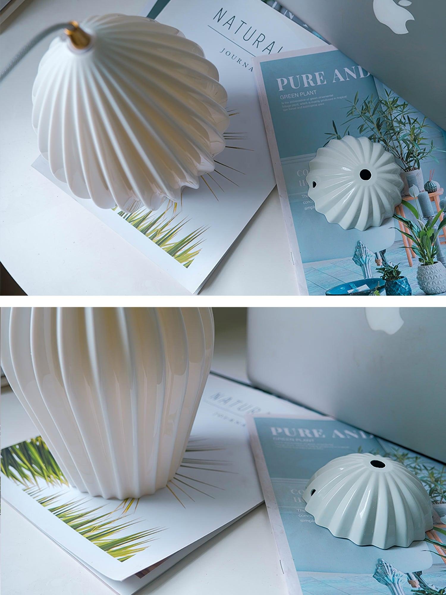 Ceramic Ribbed Pendant Light