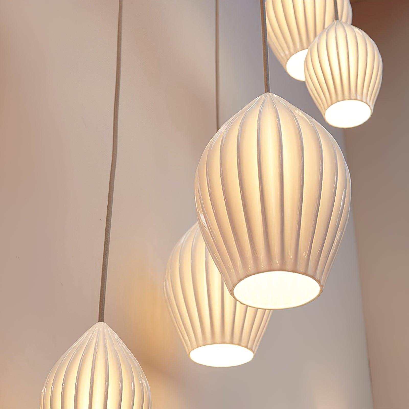 Ceramic Ribbed Pendant Light