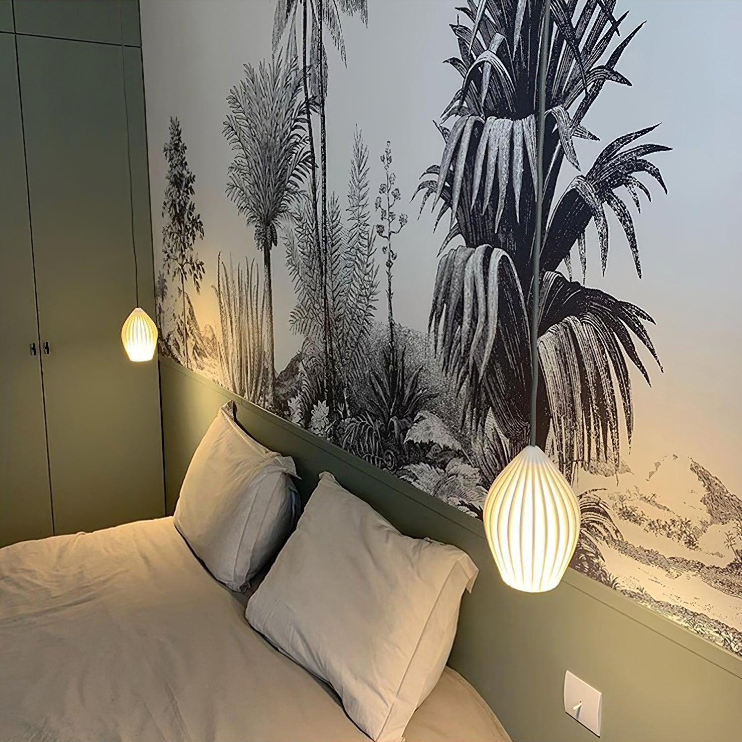 Ceramic Ribbed Pendant Light