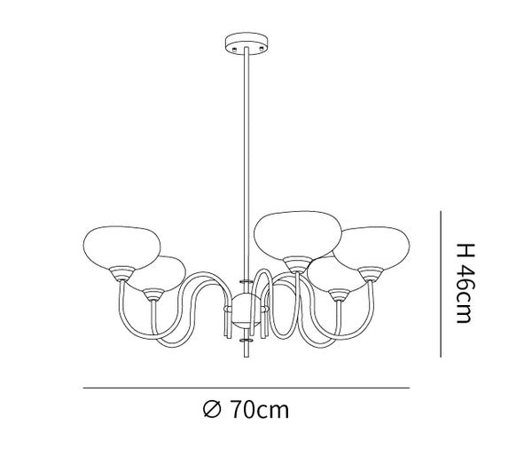 Creamy Persimmon Chandelier 5 Lamps