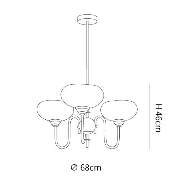 Creamy Persimmon Chandelier 3 Lamps