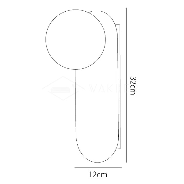 Flat Base Globe Sconce Dimensions