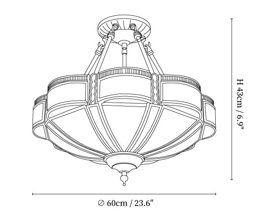 Floral Brass Ceiling Lamp Detail