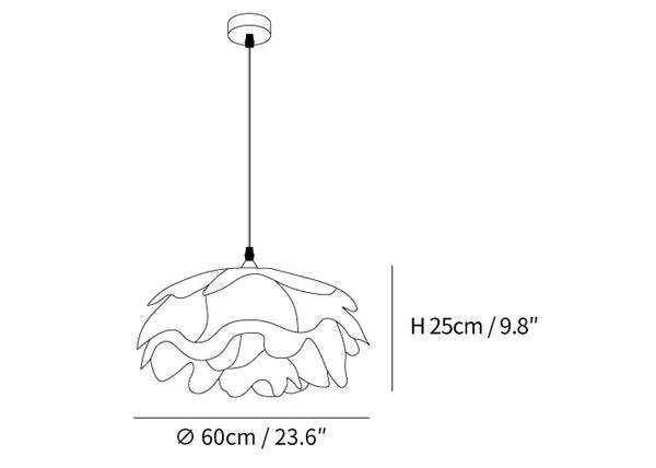 Flower-Shaped White Pendant Lamp Size Chart