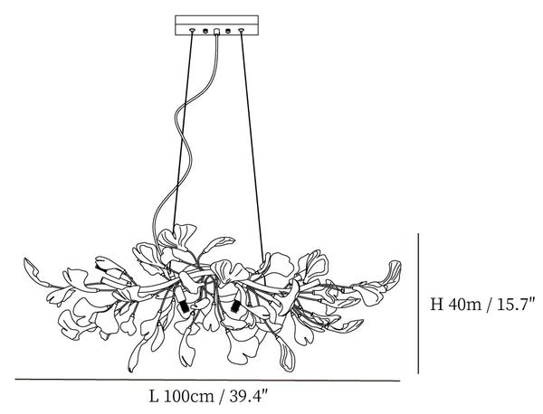 Ginkgo Petal Chandelier dimensions 100cm