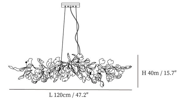 Ginkgo Petal Chandelier dimensions 120cm