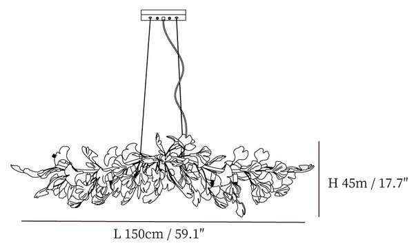 Ginkgo Petal Chandelier dimensions 150cm