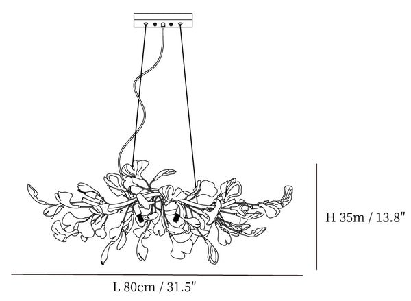 Ginkgo Petal Chandelier dimensions 80cm