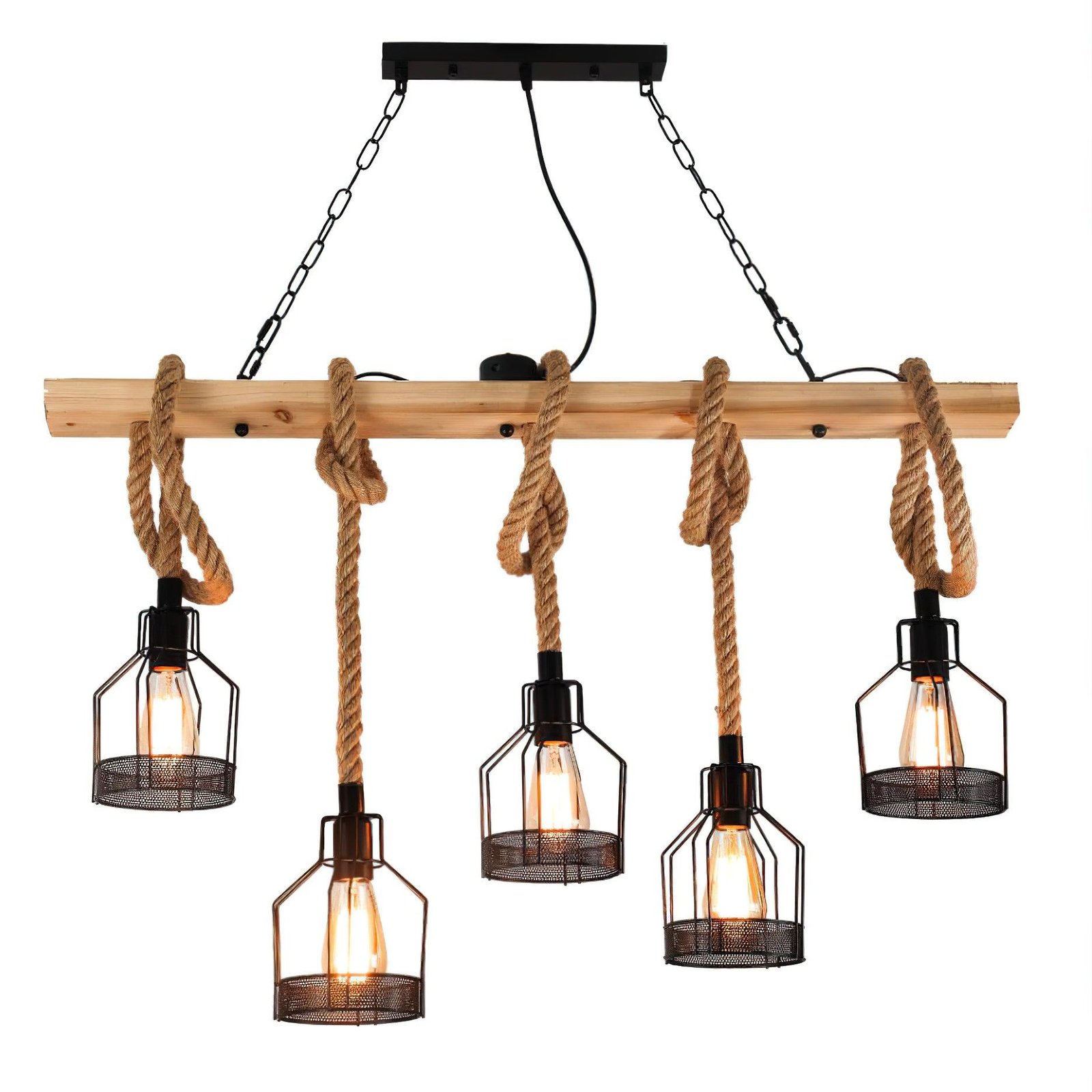 Hemp Rope Industrial Grenade Chandelier