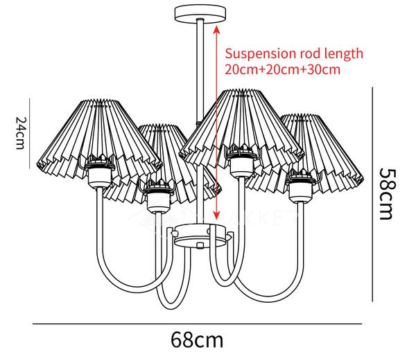 Lenore Chandelier 4 Heads Size Diagram