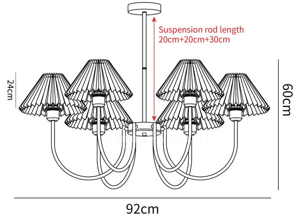 Lenore Chandelier 5 Heads Size Diagram