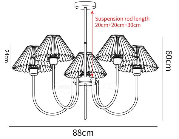 Lenore Chandelier 6 Heads Size Diagram