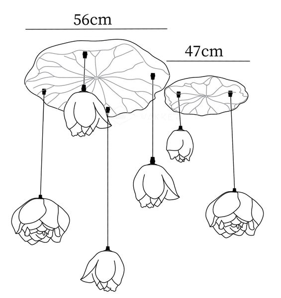 Lotus Chandelier 6-Head Model A Dia 56cm + 47cm