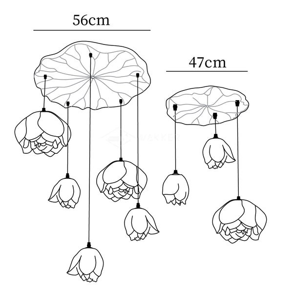 Lotus Chandelier 7-Head Dia 56cm + 47cm