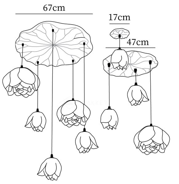 Lotus Chandelier 9-Head Dia 67cm + 47cm + 17cm