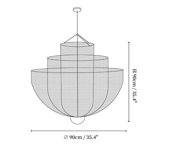 MINIHOUZZ Radiant Wirework Pendant Lamp Size Diagram
