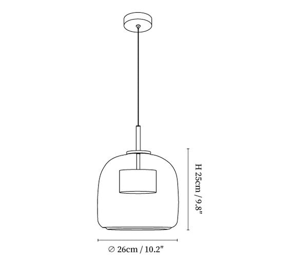 Metro Sphere Glass Pendant Lamp Size Option 1