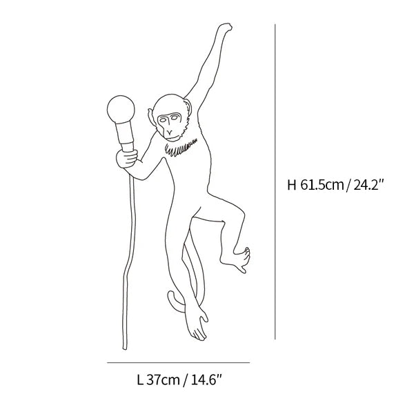 MINIHOUZZ Monkey Wall Lamp Left Side Dimensions