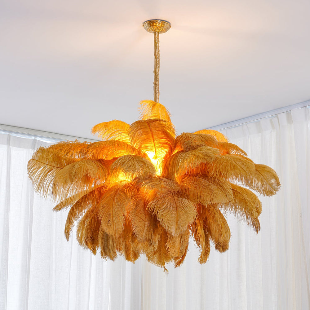 Ostrich Feather Pendant Lamp