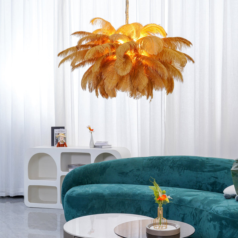 Ostrich Feather Pendant Lamp