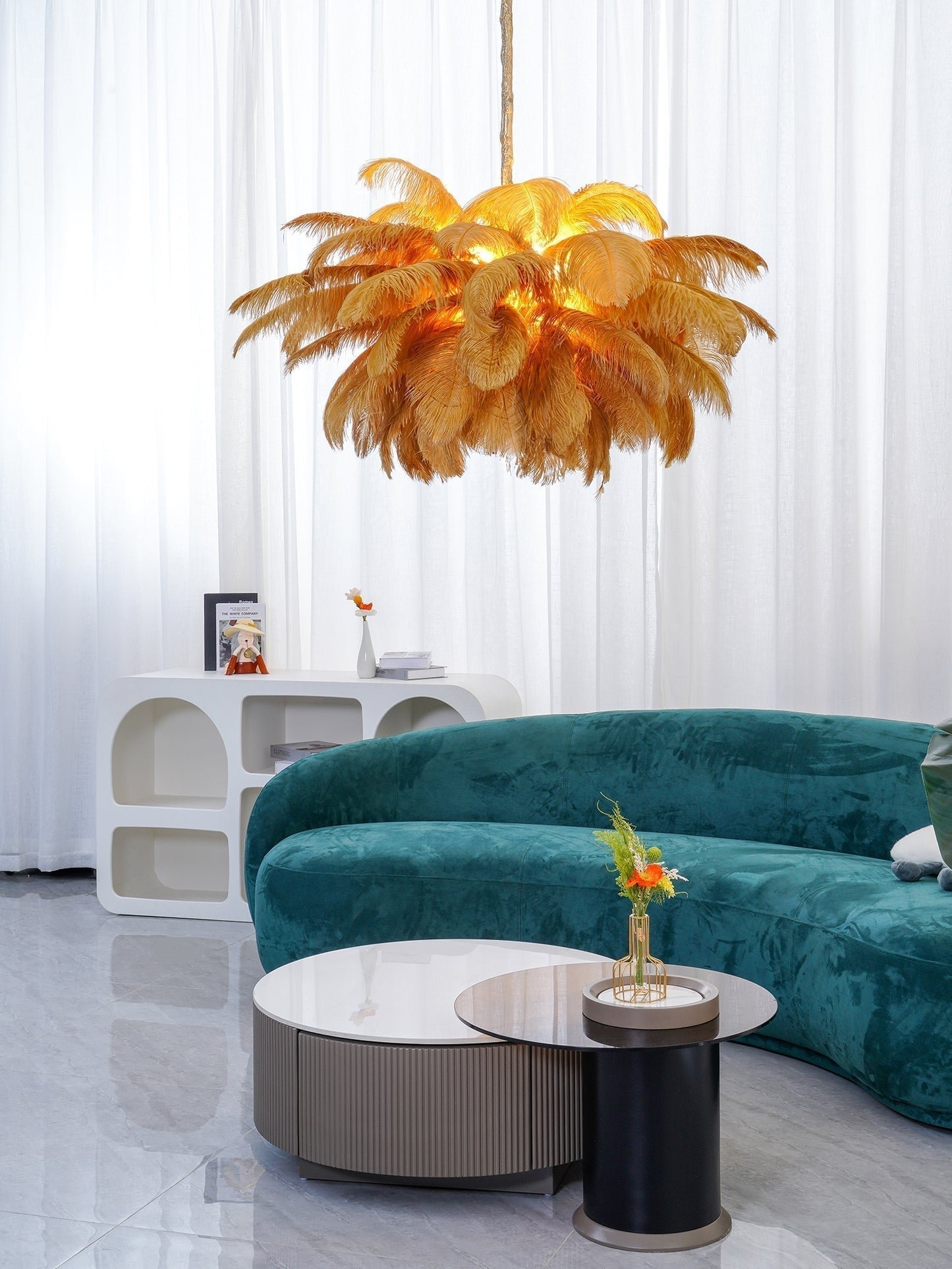 Ostrich Feather Pendant Lamp