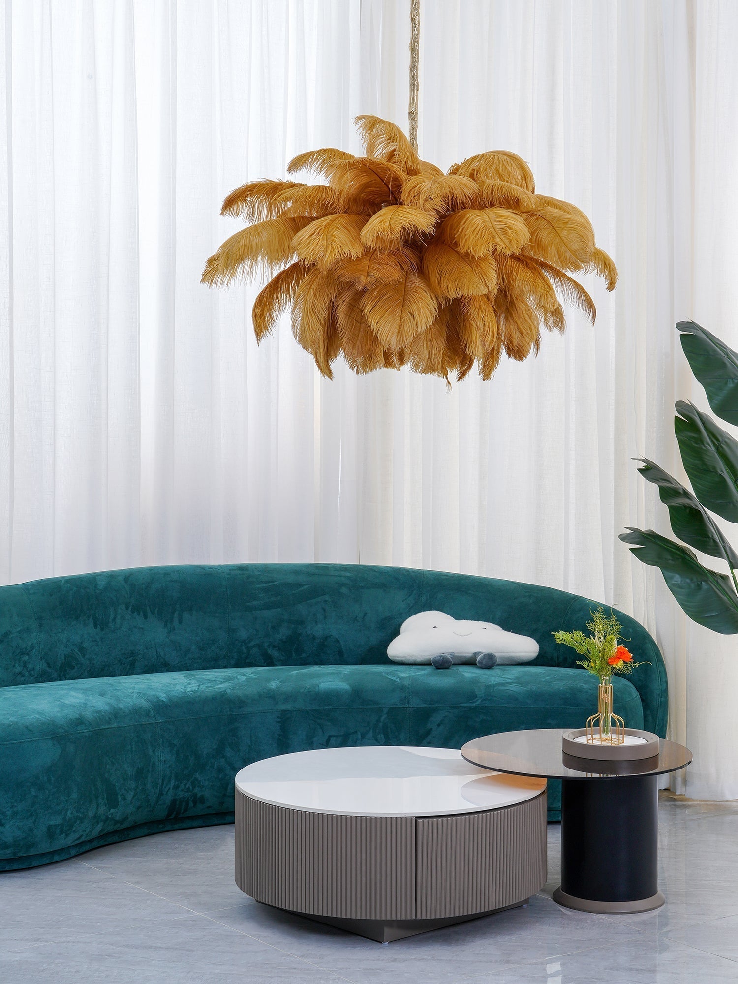 Ostrich Feather Pendant Lamp