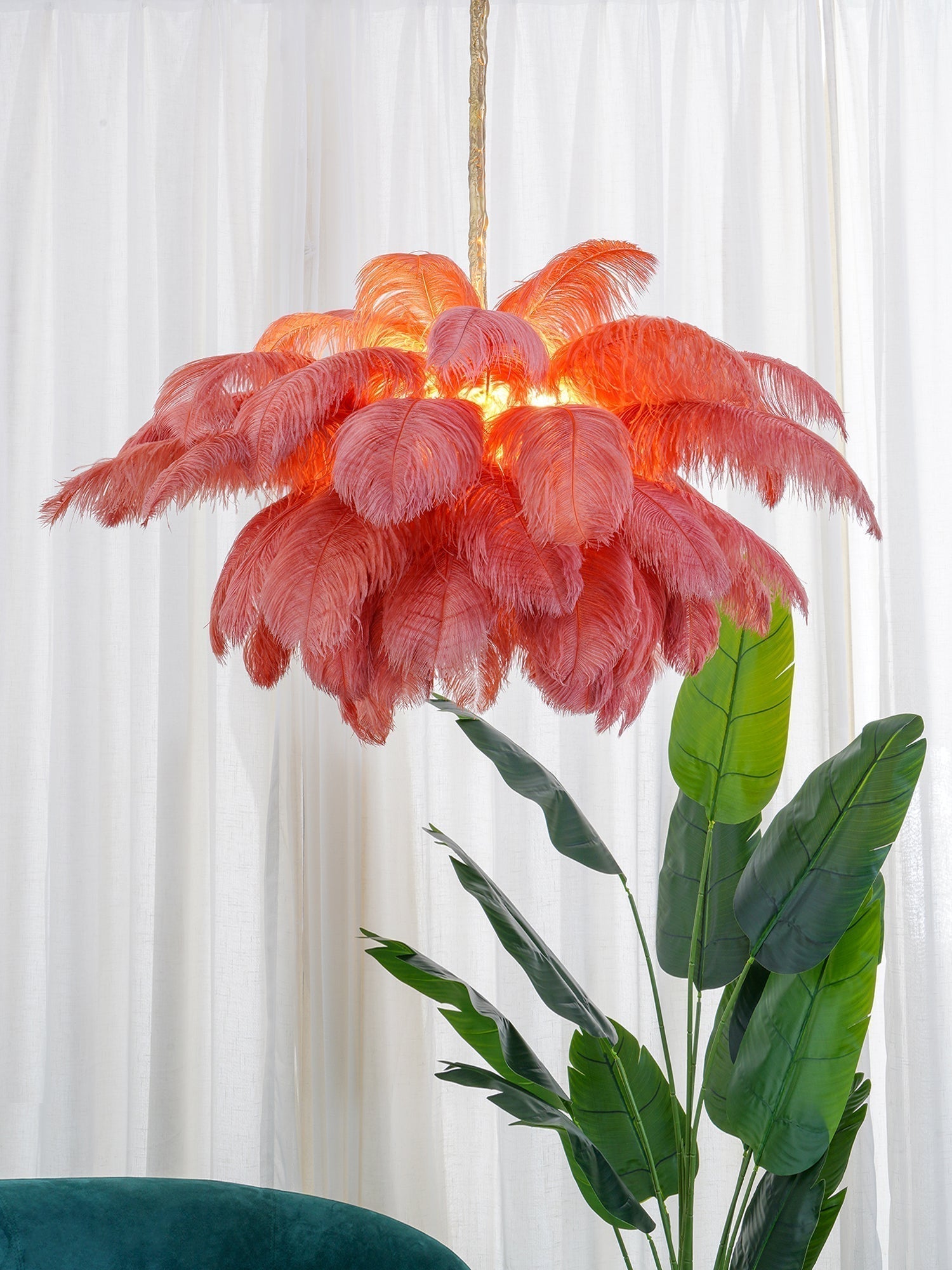 Ostrich Feather Pendant Lamp