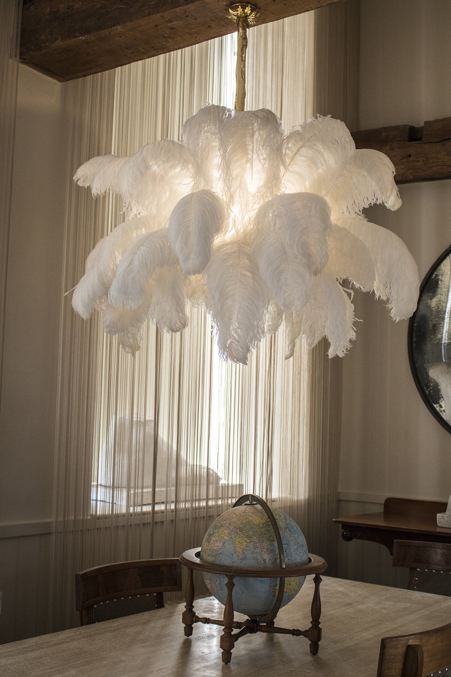 Ostrich Feather Pendant Lamp